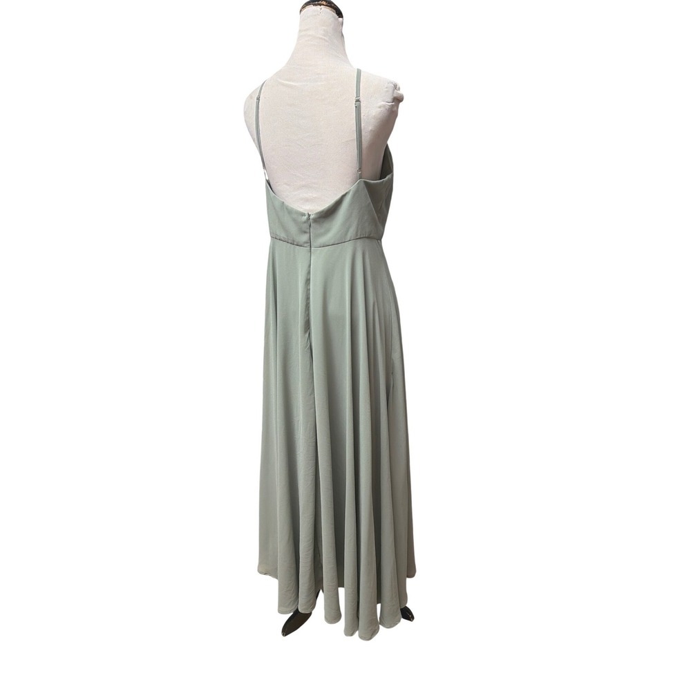 Lulus Sage Green Chiffon Halter Maxi Dress Side Slit Gown Size M - Picture 4 of 8